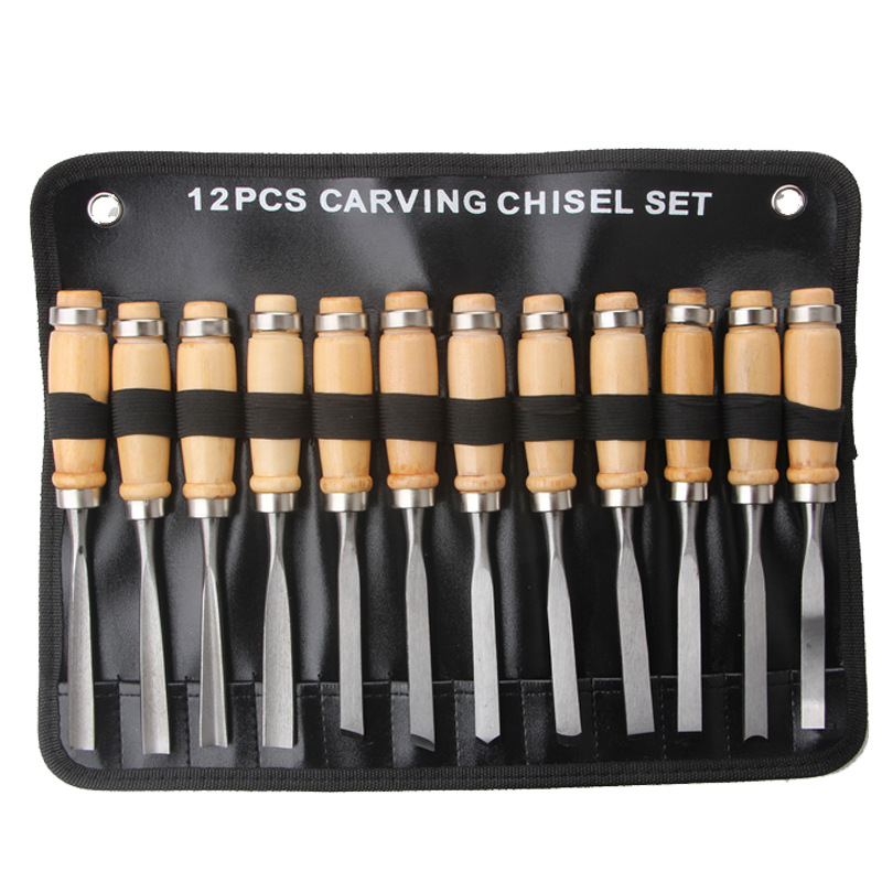 Juego de Herramientas de Tallado de Madera 12 Piezas, Cinceles, Carpintería