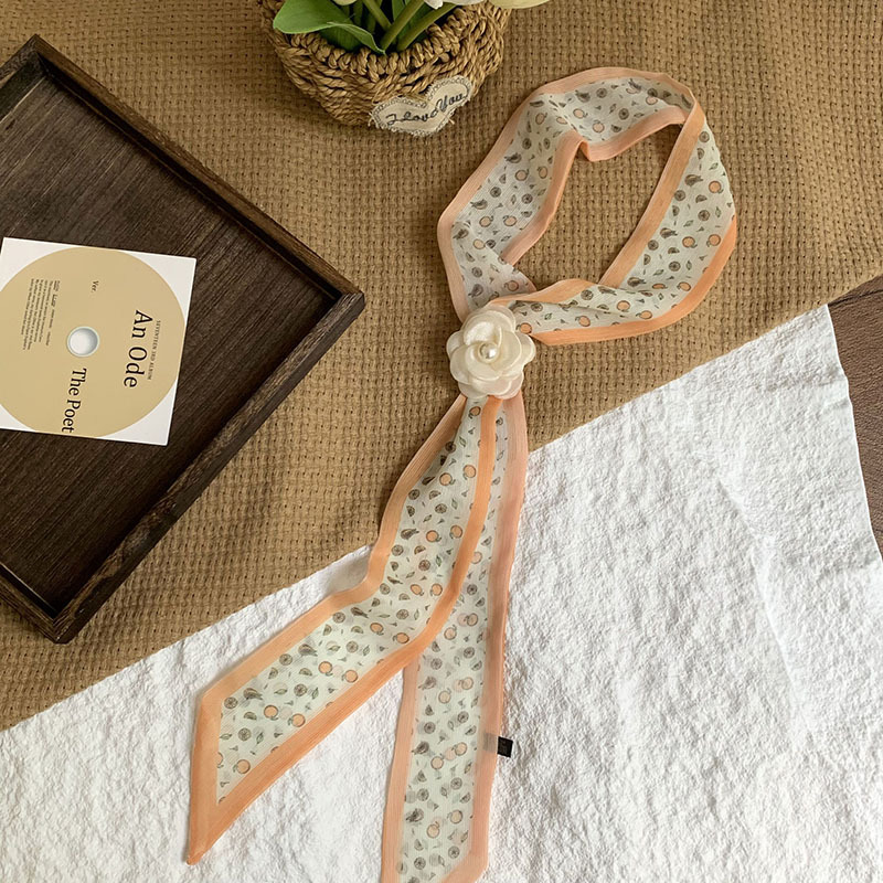 Bufanda de seda, bufanda pequeña de moda de alta gama, flor de todo fósforo, clip tridimensional, decoración de flores, serpentín, diadema