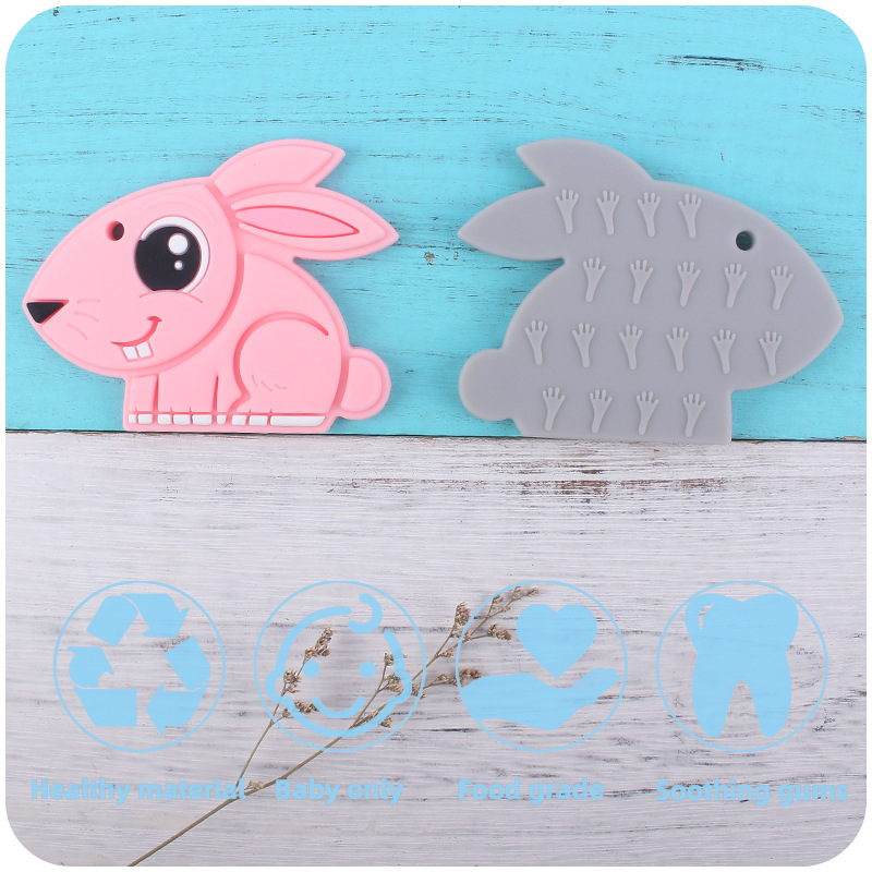 Creativo DIY bebé suministros nueva dibujos animados de silicona ojo grande conejo teether dientes del bebé moler dientes Shaper