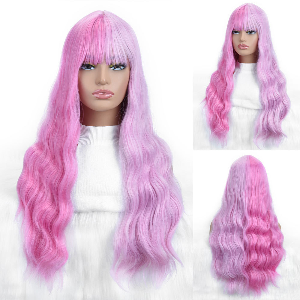 Synthetic Women's Chemical Fiber Long Style With Bangs Curly Hair Wig Full Headband Available In Multiple Colors_voghion.com