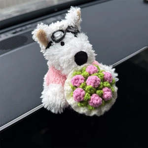 Cizgi filmi doldurulmuş плюş buket, West Highland White Terrier avtomobil interyer bəzəyi