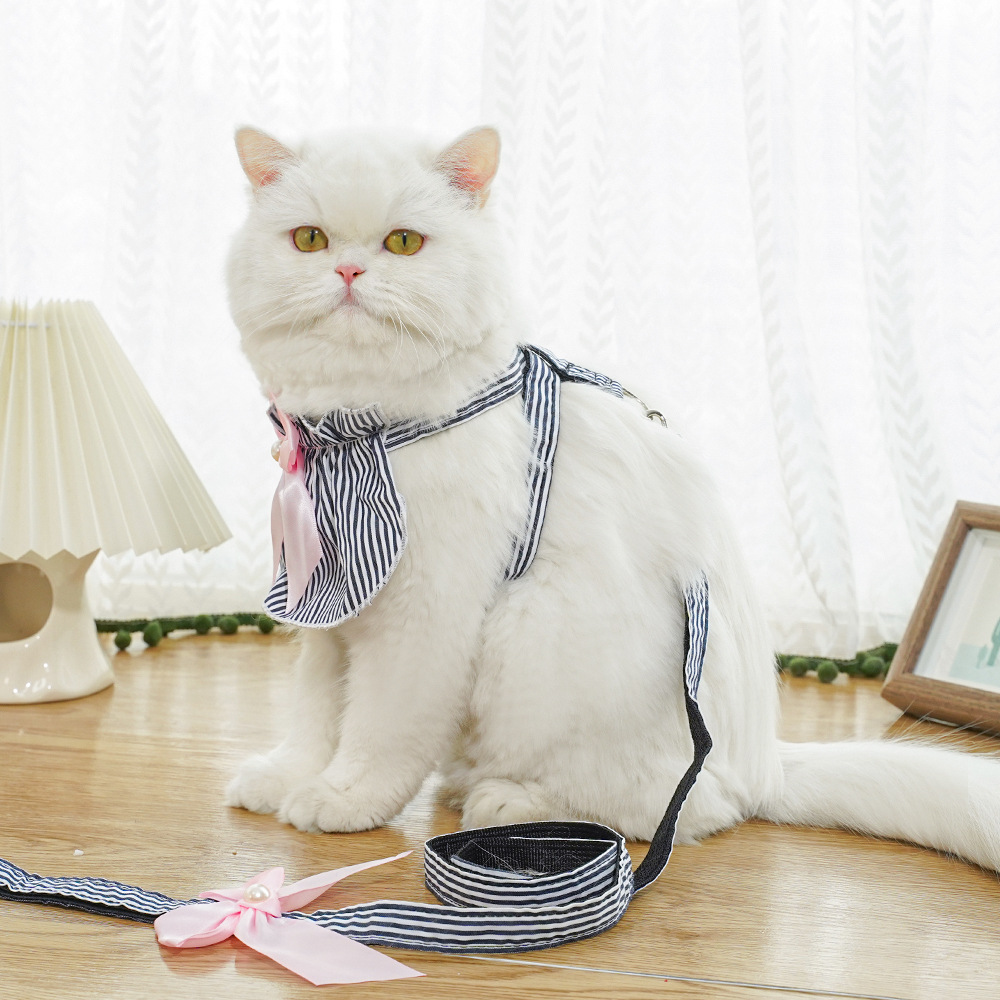 Collar de perro y gato a rayas azules estilo correa para exteriores arnés ropa para perros y gatos suministros para mascotas al por mayor