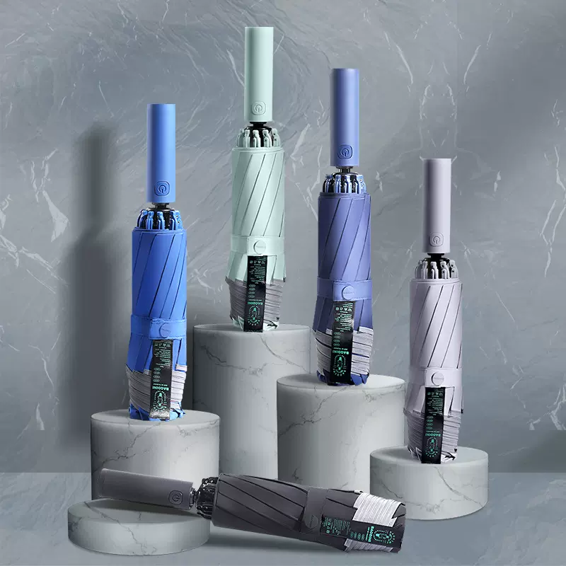 自动安全反向反光LED灯加固抗风伞骨加大加厚雨伞男女商务风暴伞