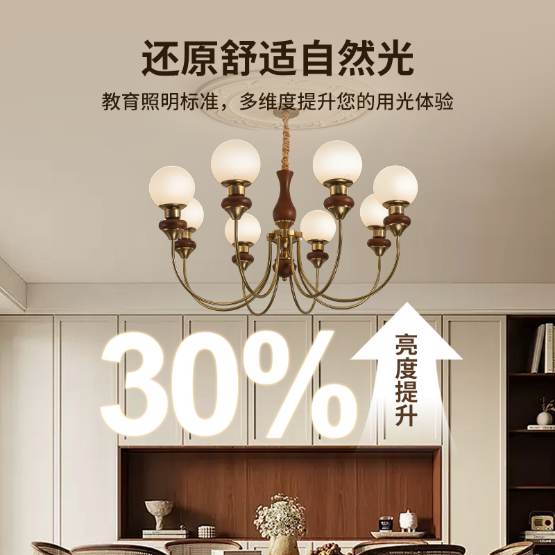 Lámpara de dormitorio medieval francesa nueva retro china de espectro completo protector de ojos sala de estar lámpara de frijoles mágicos lámpara Zhongshan L335