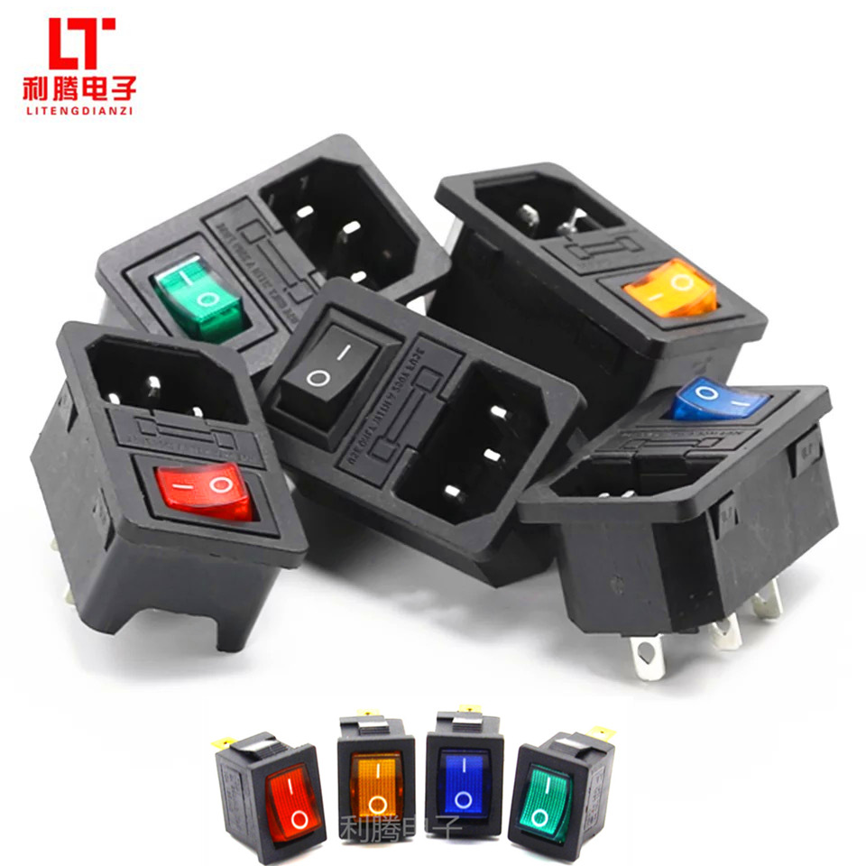 AC插座AC-01卡式带开关三合一插座带保险丝医疗器械品字电源插座