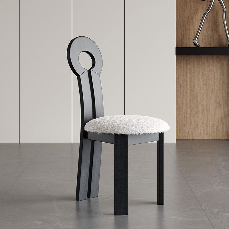 【분해 배송, 뛰어난 가성비】 키체어 블랙 프레임 + 화이트 양털 방석