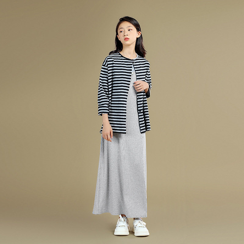 Ropa DE LOS NIÑOS artísticos otoño niñas vestido de estilo occidental traje 2023 Otoño de los niños vestido de abrigo de dos piezas