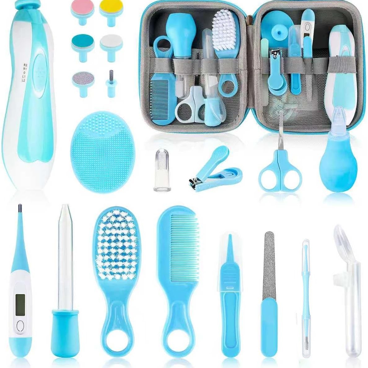 Cross-border baby care set, baby nasal aspirator, nail clippers, comb, brush, 20-piece cleaning supplies set