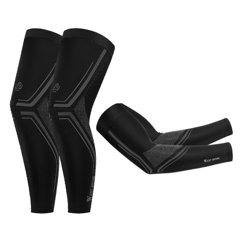 WEST BIKING ice silk sleeves leg cover combination set sun protection quick-drying knee pads outdoor riding sports equipment