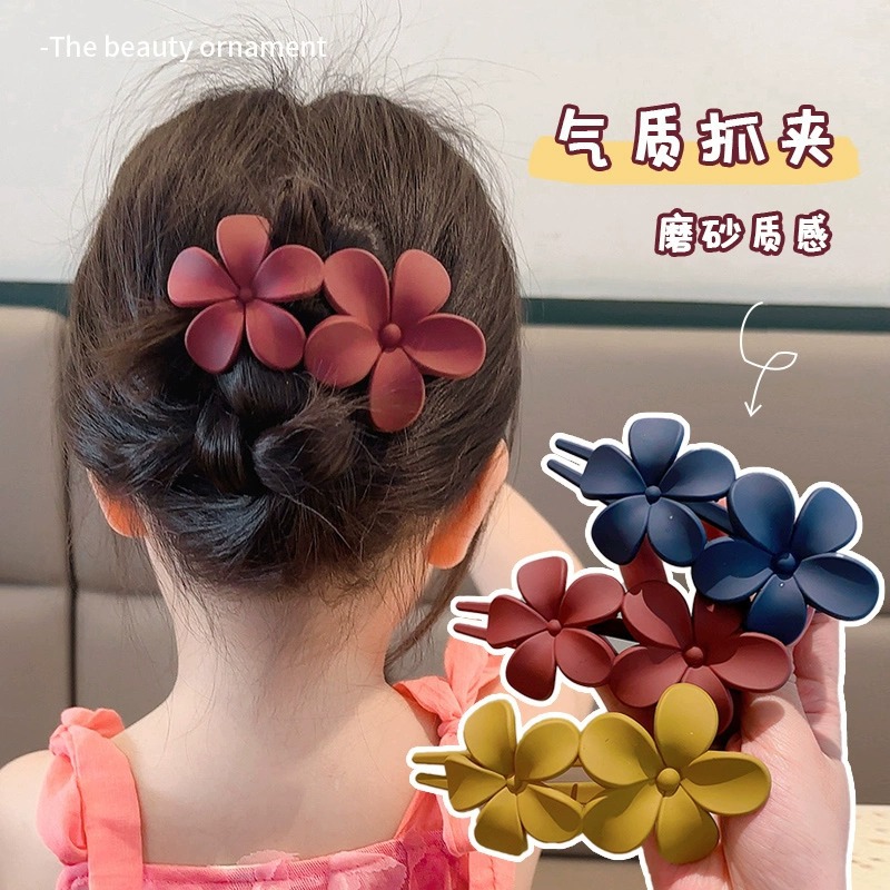 時尚花朵夾子頭飾女春夏髮夾外出百搭後腦勺盤發大號鴨嘴夾發卡子