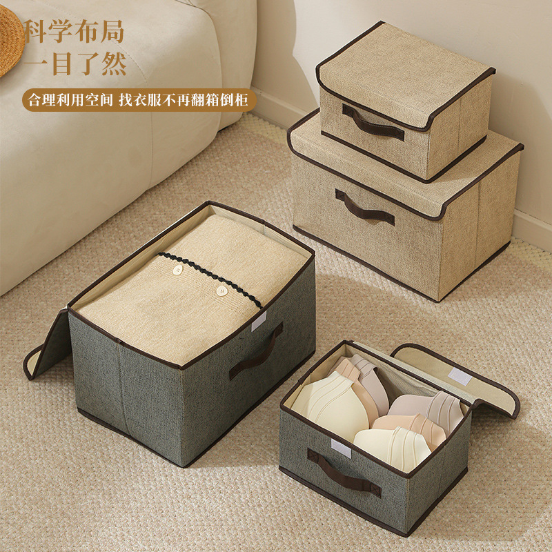 Caja de almacenamiento plegable de tela casera con cubierta a prueba de polvo placa dura portátil gruesa caja de almacenamiento de ropa