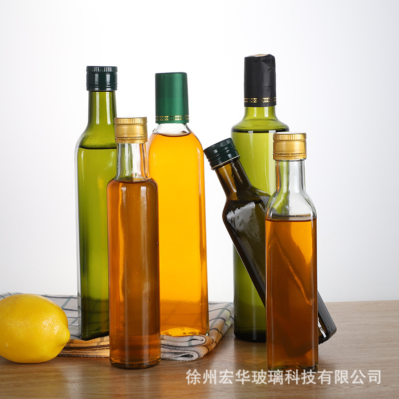 厂家供应玻璃橄榄油瓶含盖山茶油瓶亚麻籽油瓶透明麻油瓶酱油醋瓶