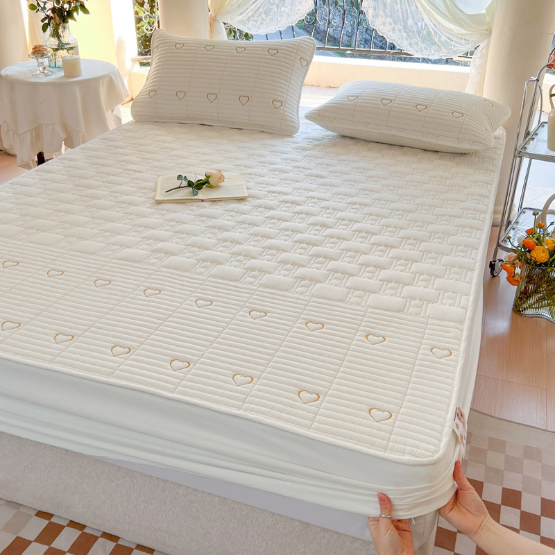 2024 nueva cubierta de cama a prueba de polvo, cubierta protectora de colchón acolchado con todo incluido, cama acolchada teñida con hilo de algodón universal de cuatro estaciones
