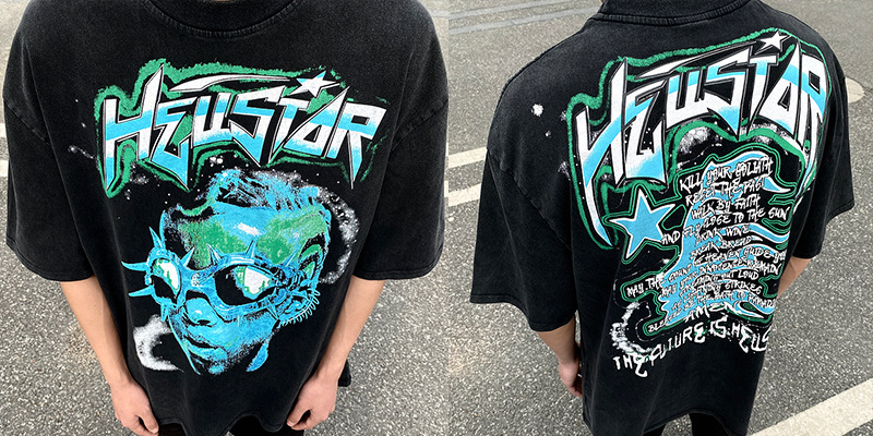 Vintage lavado viejo vintage manga corta marca de moda americana niebla calle suelta VTG casual cuello redondo hombres y mujeres camiseta