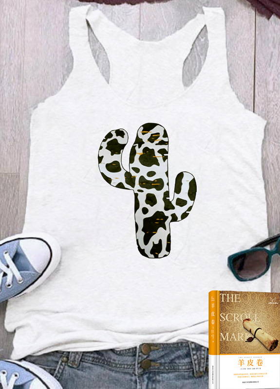 in stock independent station Amazon Wal-Mart Europe and the United States new cactus pattern I-shaped vest casual fashion