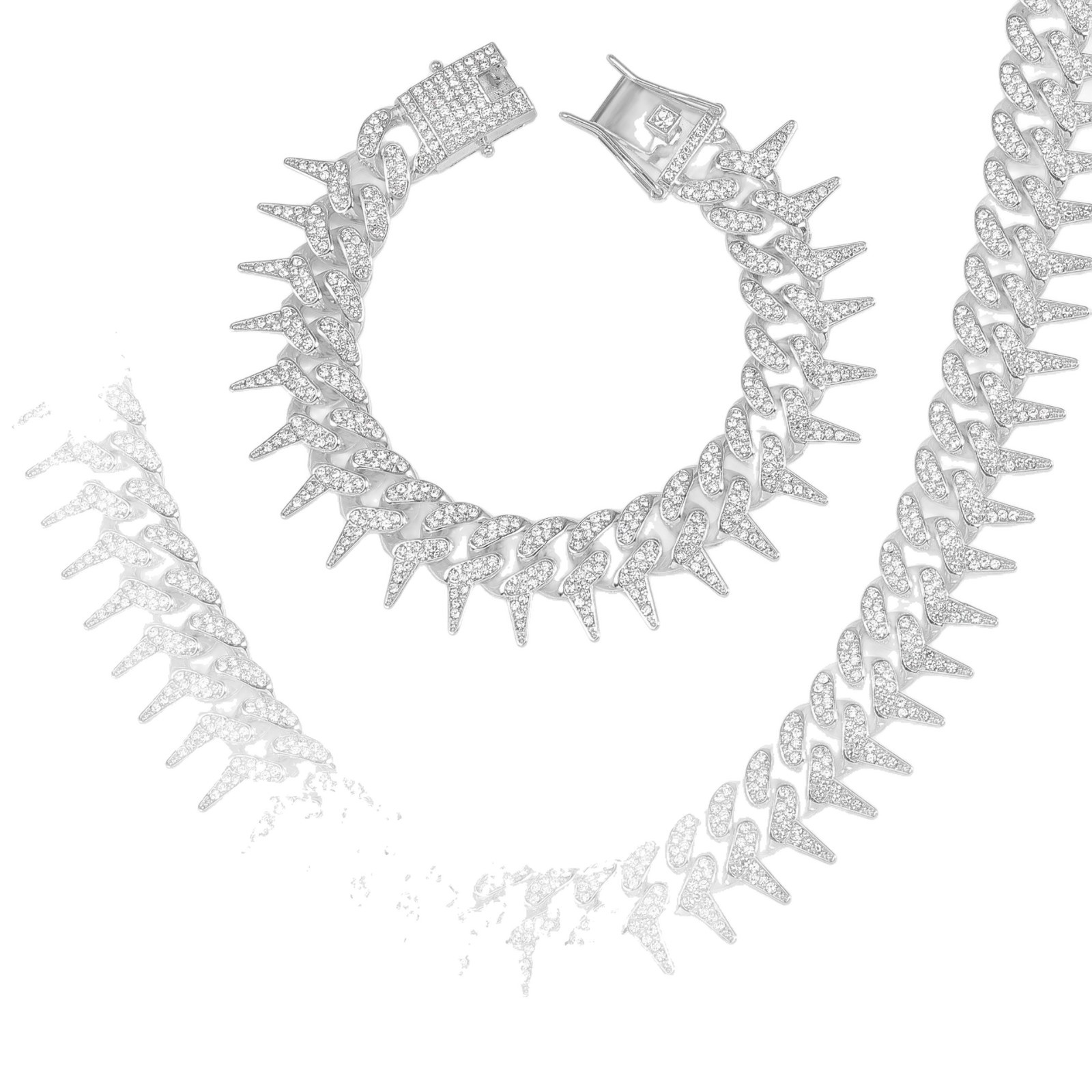 Men's Thorn Blade Pendant Necklace With Full Diamond Inlay_voghion.com