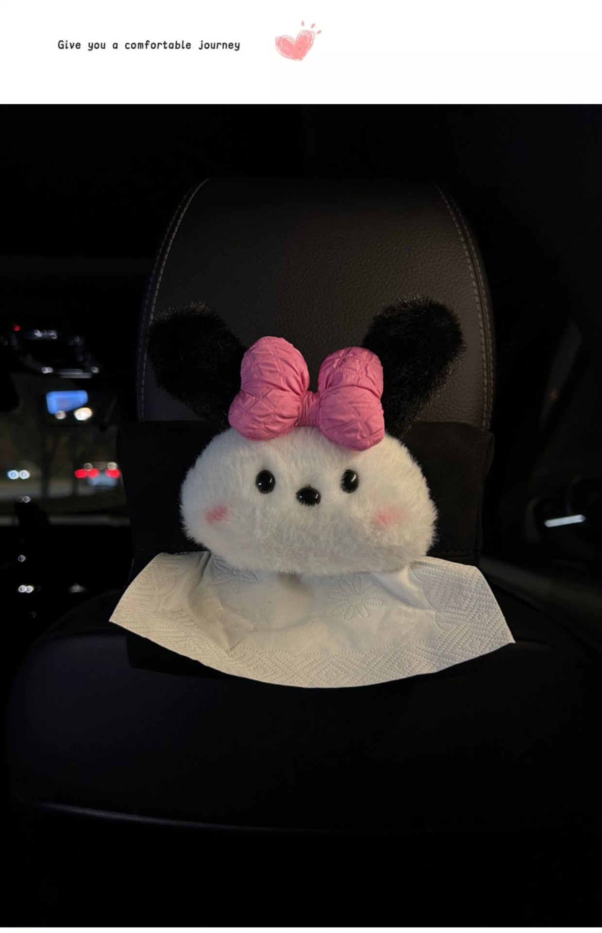 Car-mounted tissue box, hanging car tissue holder, car paper bag, in-car hanging bag, creative cute decoration, armrest box