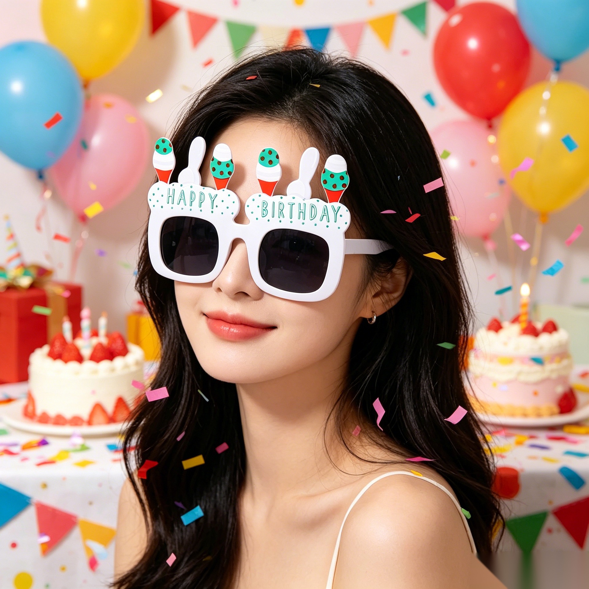 Cumpleaños temático fiesta gafas extrañas feliz cumpleaños pastel vela gafas de diseño de cumpleaños accesorios de fotos