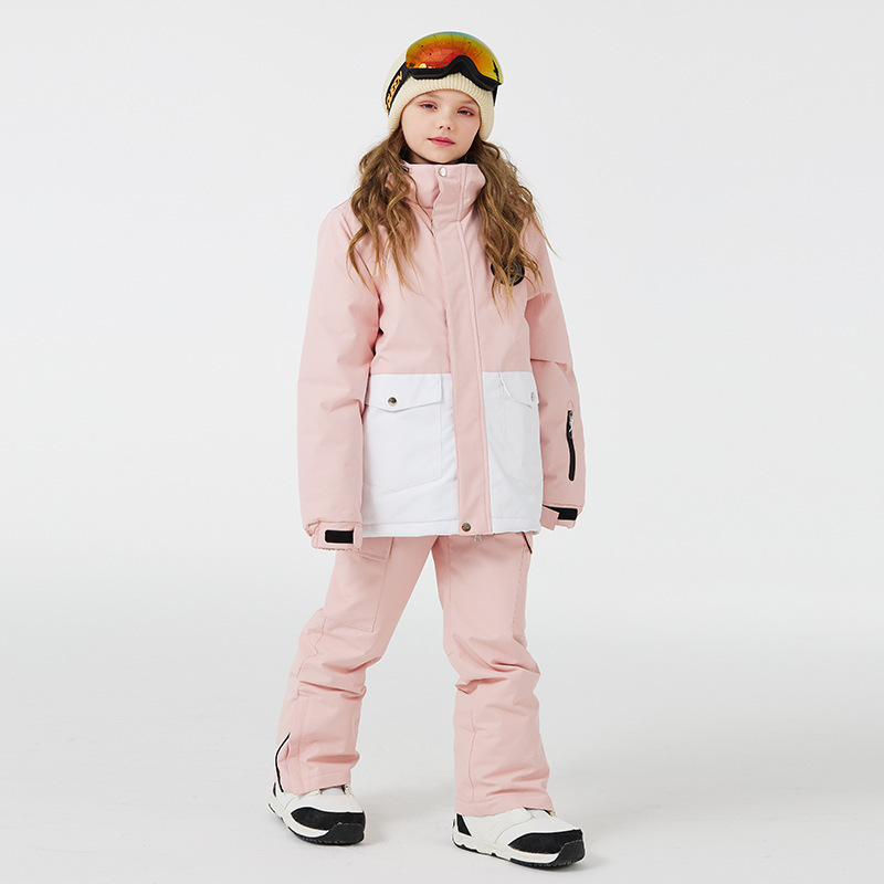 Children's ski suit boys' and girls' winter outdoor windproof Waterproof warm thickened overalls ski suit Children's ski suit boys' and girls' winter outdoor windproof Waterproof warm thickened overalls ski suit