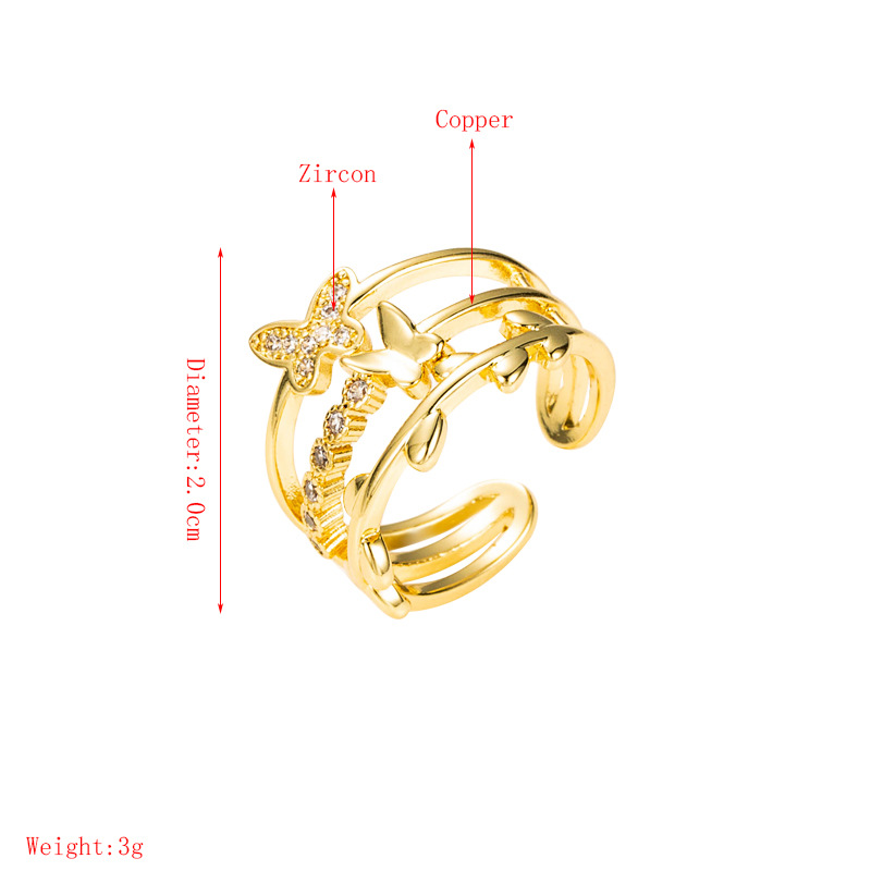 Neue Art Und Weise Hohler 18k Kupfer Mehrschichtiger Eingelegter Zirkonring Großhandel Nihaojewelry display picture 1