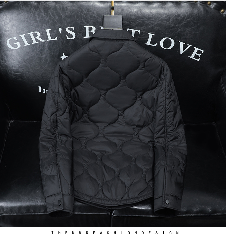 Veste slim style coréen pour homme – Manteau en coton à revers diamants – Vêtements d'extérieur décontractés tendance pour le printemps et l'automne_voghion.com