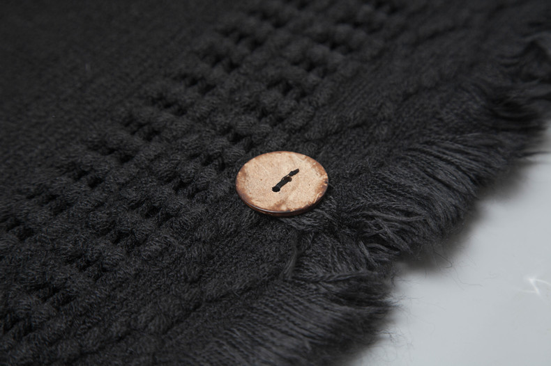 Unisex Cape Spring and winter plus-size knit button-hooded cape cape_voghion.com