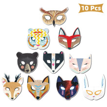 Safari Animal Mask10个丛林动物抽象面具宝宝生日派对装饰纸面具