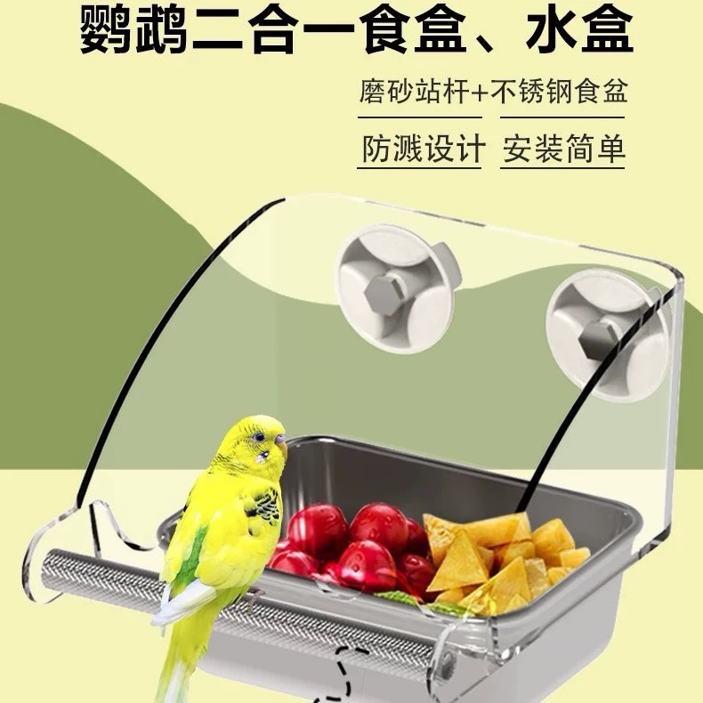 Брызгозащищенная миска для кормления птиц, подставка для кореллы, лестница, шлифовка когтей, подставка из нержавеющей стали, палочка, интерактивная платформа, коробка для еды, подставка для птиц