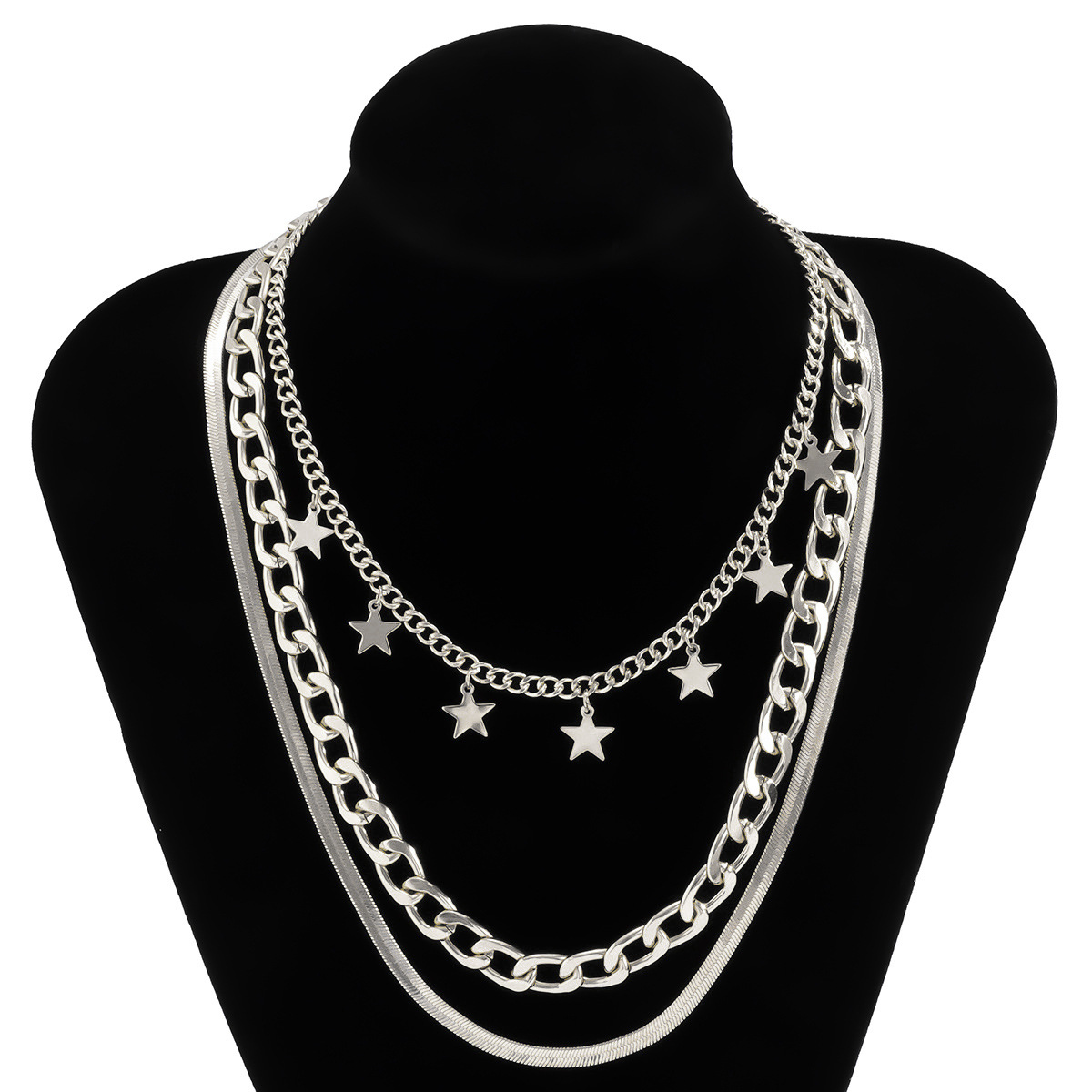 Hip Hop Snake-shaped Star Bone Chain Necklace display picture 6