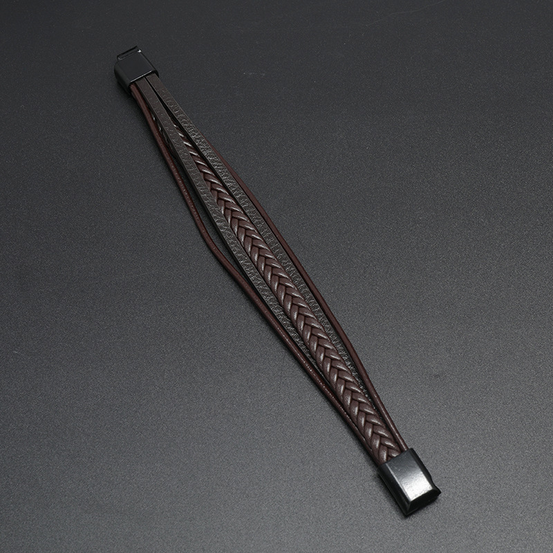 Herren Leder geflochtenes Armband Magnetarmband Retro Schmuck Armband_voghion.com