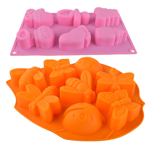 Insect Butterfly Bee Dinosaur Egg Cartoon Silicone Cake Rice Ball Baking Mold Pudding Handmade Soap Mold
