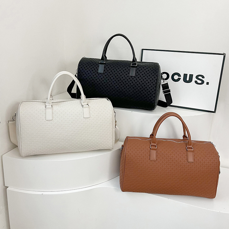 Short-Distance Travel Bag, Large-Capacity Soft Leather Water-Repellent Fitness Bag, Overnight Bag, New Lightweight Cross-Border Weekend Bag, Trendy Women