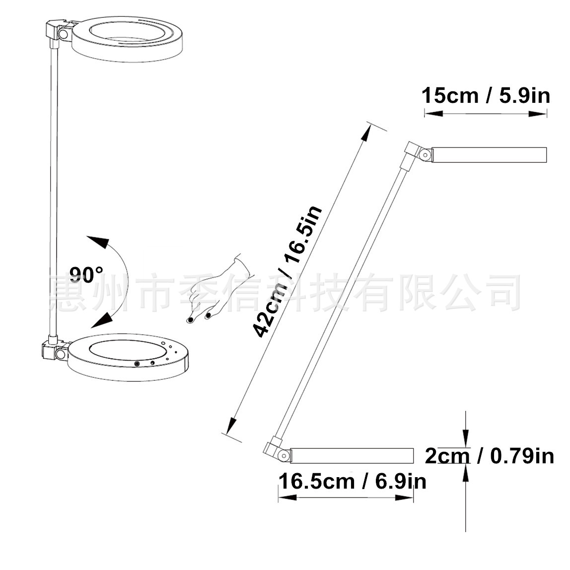 厂家定制五档调光6W可折叠LED学习工作阅读休闲护眼台灯