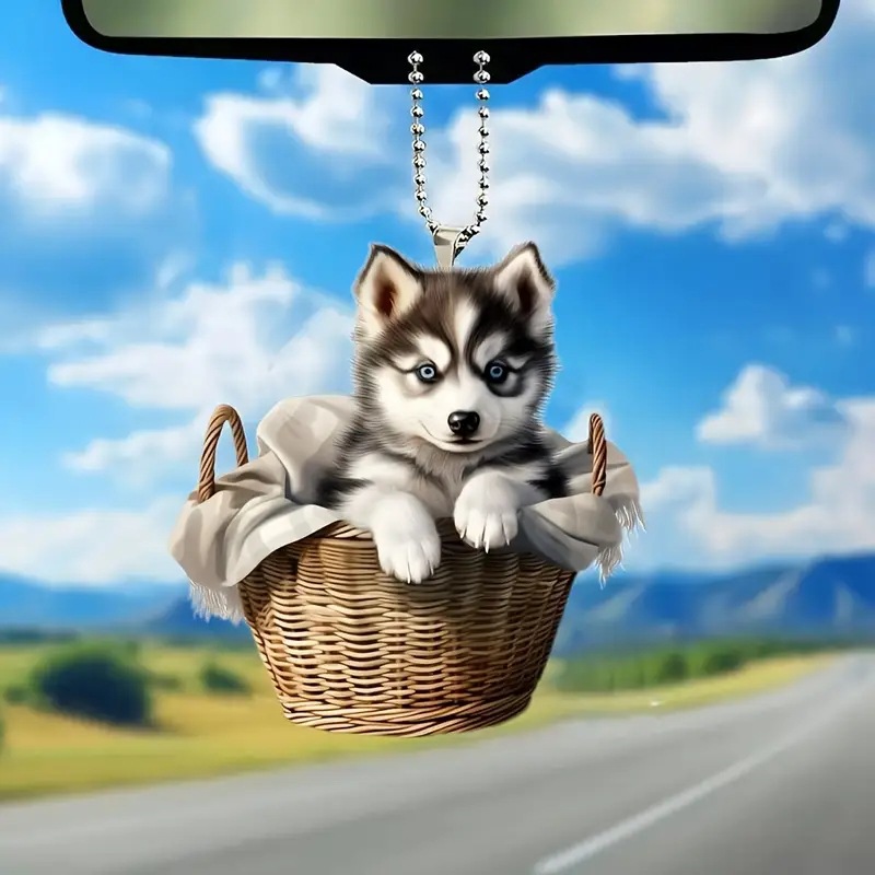 2D pequeños regalos perros husky 2D joyas creativas canestas colgantes colgantes de espejos retrovisores de automóviles decoración del árbol de Navidad