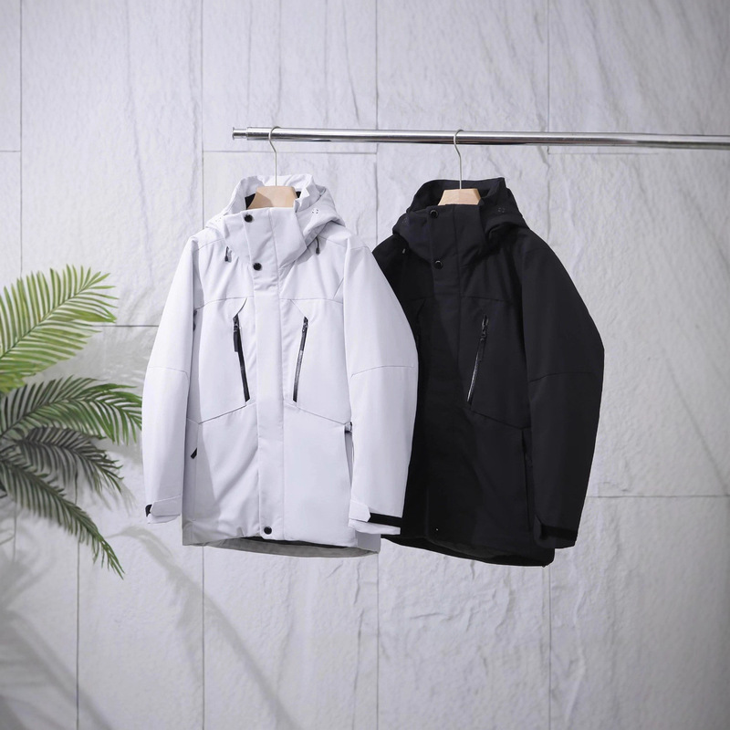 Winter New Men's Mid-Length down Jacket Outdoor Casual Warm Windproof and Rainproof Removable Hood Cold Jacket