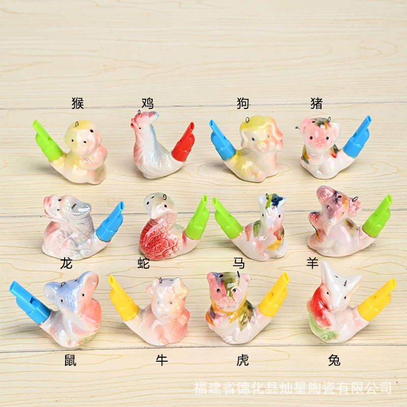 Падение 12 Зодиак свисток пластиковый мундштук с водой дует птица звук громкий птичий свисток с веревкой туристический сувенир