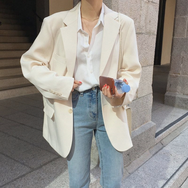 高级感白色西装外套女2024新款炸街小个子休闲西服套装上衣