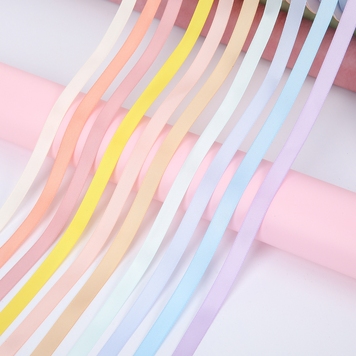 Cintas de ramo de flores de 100 yardas de doble cara cifrado poliéster cinta de color puro embalaje de regalo arco floral flores