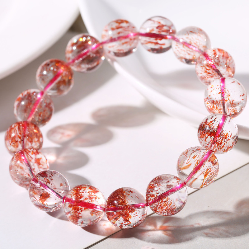 Natural Gold Strawberry Crystal Bracelet for Women, Single Strand Super Seven Crystal Bracelet, Crystal for Attracting Love, Gift Idea