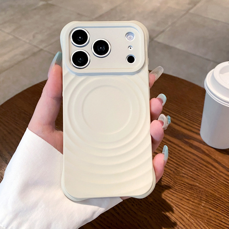 Suitable for iPhone 17 Promax Mobile Phone Case, Wave Pattern Magnetic Silicone Apple 16 Four-Corner Airbag Protective Cover 15