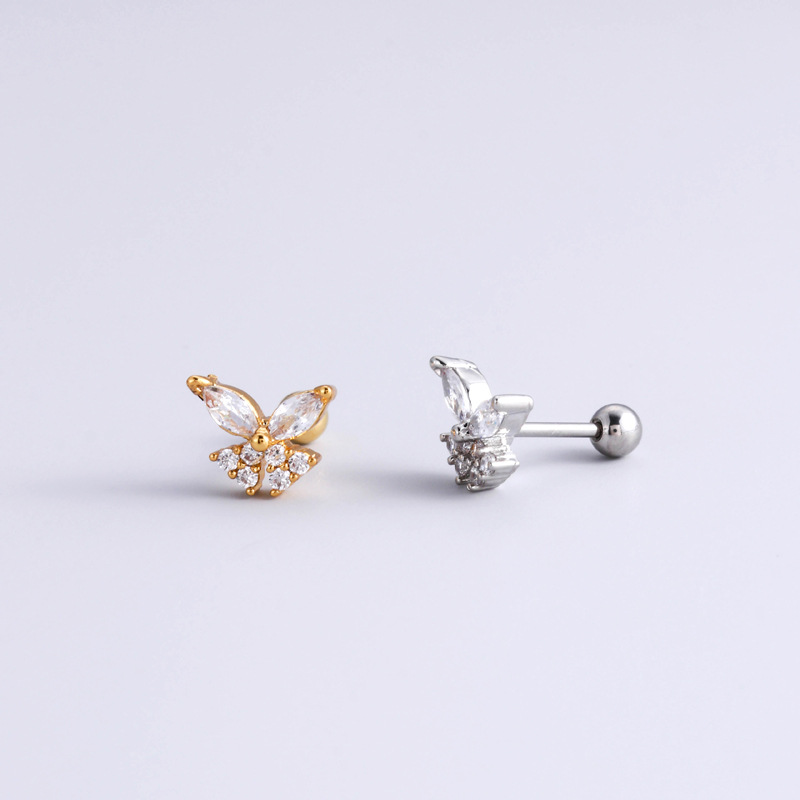 Women'S Gender 1 Piece Ear Cartilage Rings & Studs Fashion Flower 316L Stainless Steel  Copper Plating Inlay Zircon