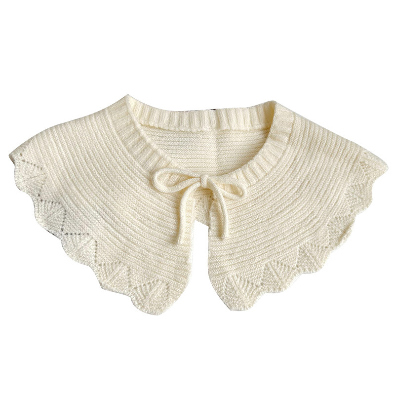 Nuevo chal de punto con cordones con volantes para mujer primavera y otoño desgaste exterior color sólido collar de muñeca reductor de edad cuello protección collar falso decorativo