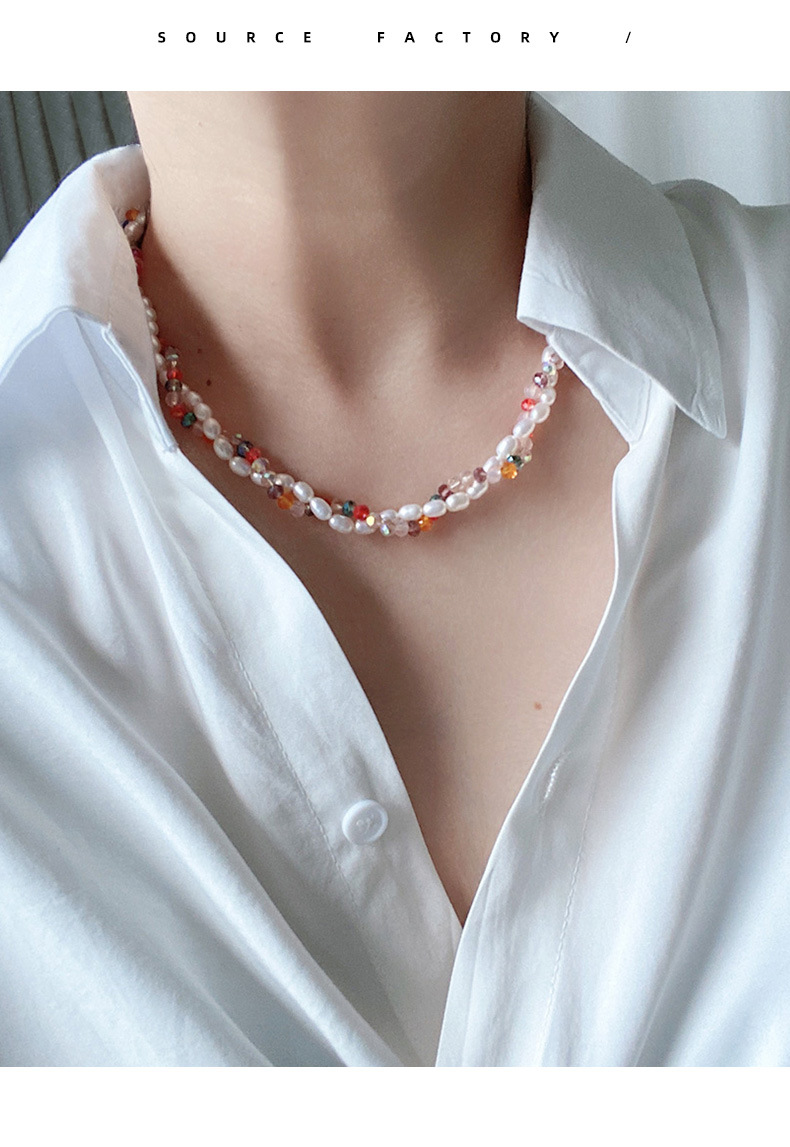 Retro Geometric Glass Pearl Beaded Necklace 1 Piece