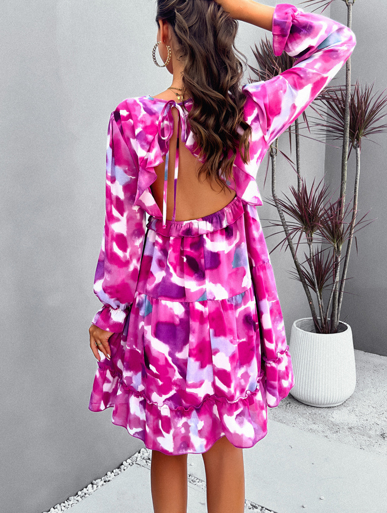 Women's Regular Dress Vacation V Neck Printing Long Sleeve Printing Midi Dress Daily display picture 18