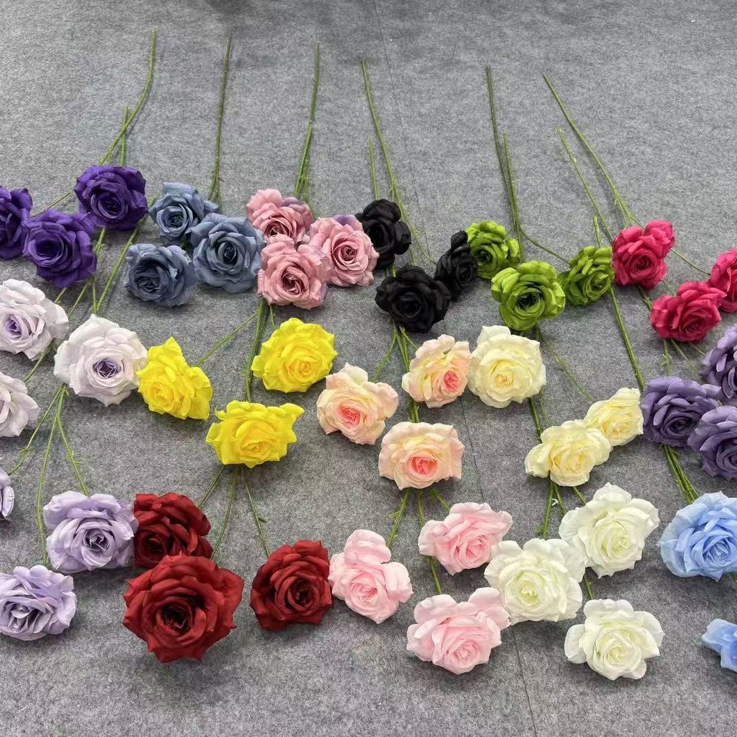3 Head Diamond Rose No Leaves Wedding Flower Material Ground Arrangement Floral Arrangement Rose Waterfall Flower Sea Flower Wall