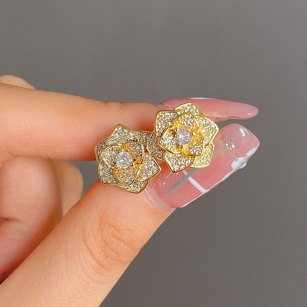 Zircon Stud Earrings Multi-coloured Crystal Jewellery Gift_voghion.com
