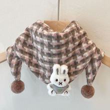 卡通宝宝秋冬脖套儿童可爱三角巾格子婴幼儿保暖加厚韩版百搭围巾