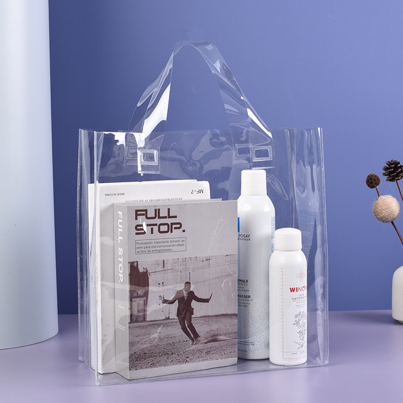 礼品手提袋定 制透明pvc伴手礼袋 ins风化妆品塑料包装袋定 做