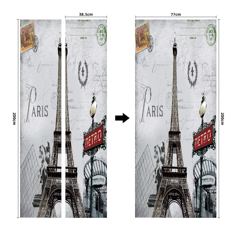 Pegatinas para puertas 3D respetuosas con el medio ambiente, autoadhesivos, fabricantes de origen al por mayor, patrones populares transfronterizos de alta definición, adhesivos para puertas impermeables, a prueba de aceite y antiincrustantes