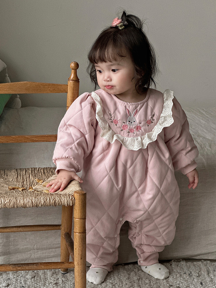 Ropa de bebé Ropa de otoño e invierno Ropa de bebé de una pieza Princesa más algodón acolchado de terciopelo Ropa de algodón súper linda para bebés Ropa de salida de invierno